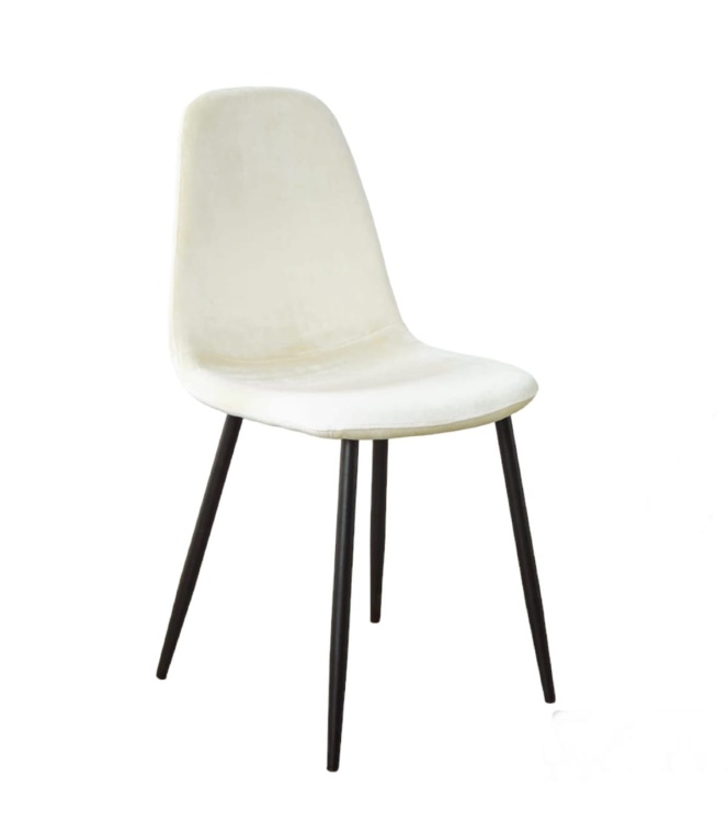 Krzesło tapicerowane do salonu Fox kremowe, nogi czarne welur