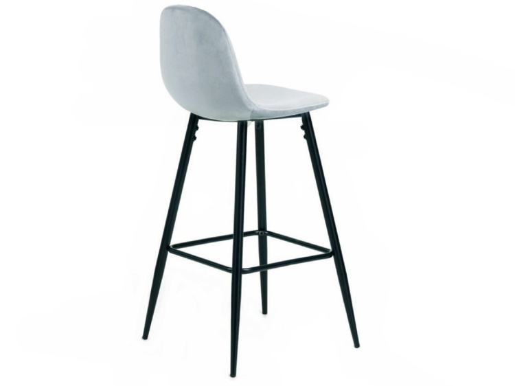 Hoker tapicerowany Nilson błękitny krzesło barowe welur 75 cm