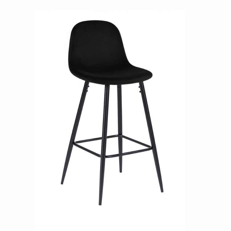 Hoker tapicerowany Nilson czarny krzesło barowe welur 75 cm