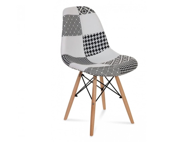 Krzesło Milano patchwork czarno białe tapicerowane inspirowane