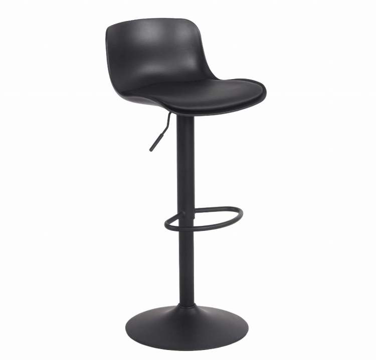Hoker regulowany Moss I czarny z poduszką z eko skóry krzesło barowe obrotowy