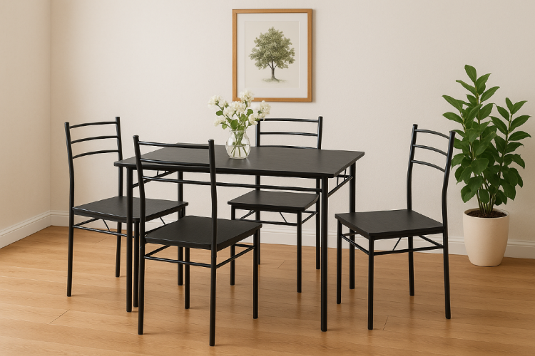 Zestaw kuchenny Julia 2 czarny stół prostokątny 110x60 + 4 krzesła