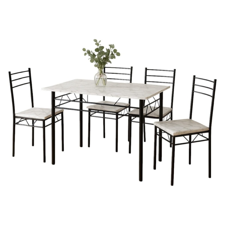 Zestaw kuchenny Julia biały marmur stół prostokątny 110x60 + 4 krzesła