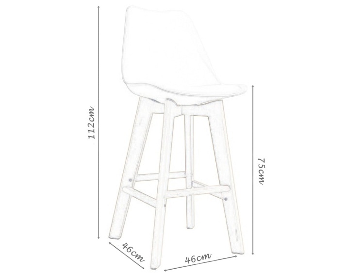 Hoker Kris biały nogi bukowe krzesło barowe z poduszką z eko skóry outlet