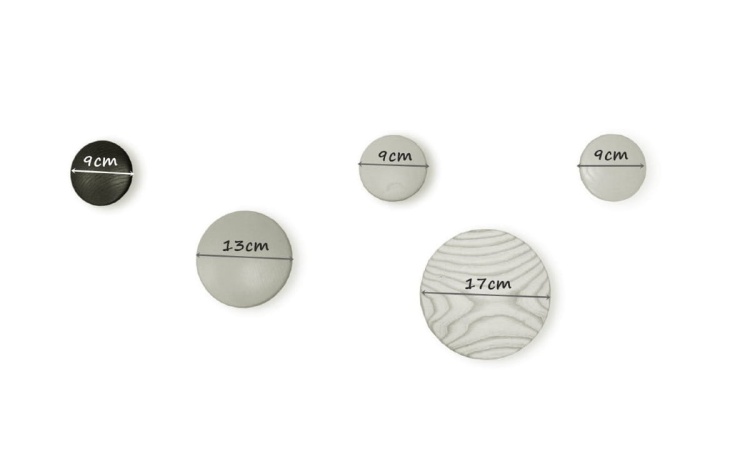 Wieszak ścienny Muuto Dots kolorowy guziki zestaw 5 sztuk