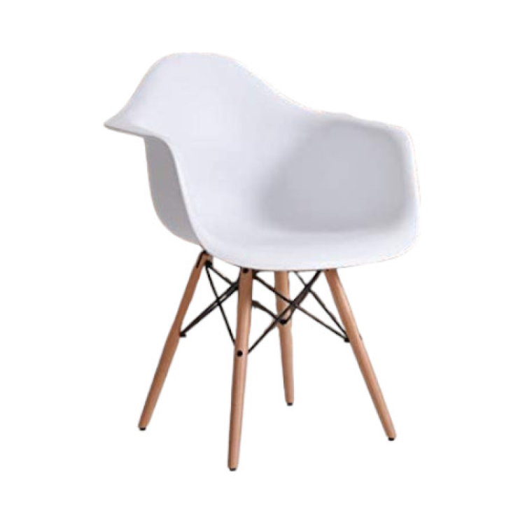 Krzesło z podłokietnikami Milano białe, nogi buk