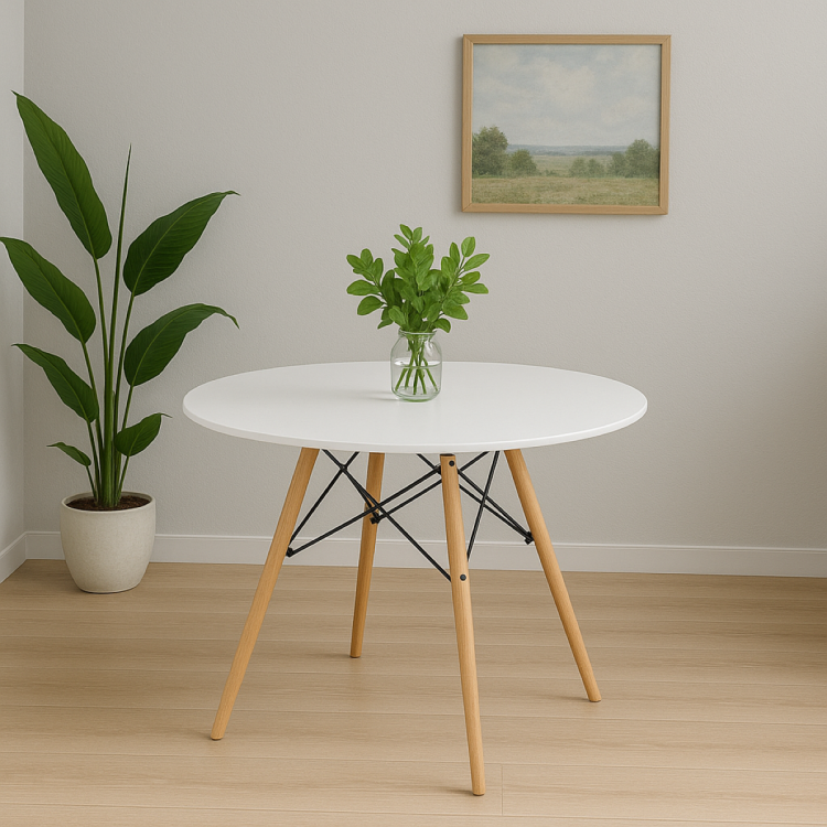 Stół skandynawski okrągły Paris 90 cm nogi bukowe