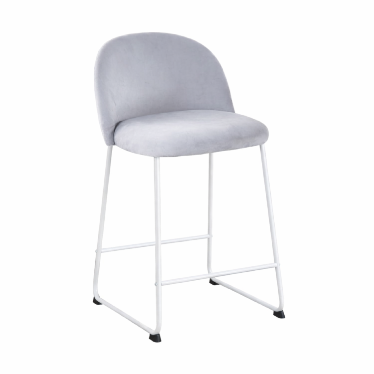 Hoker tapicerowany Odessa jasno szary, nogi białe 61 cm