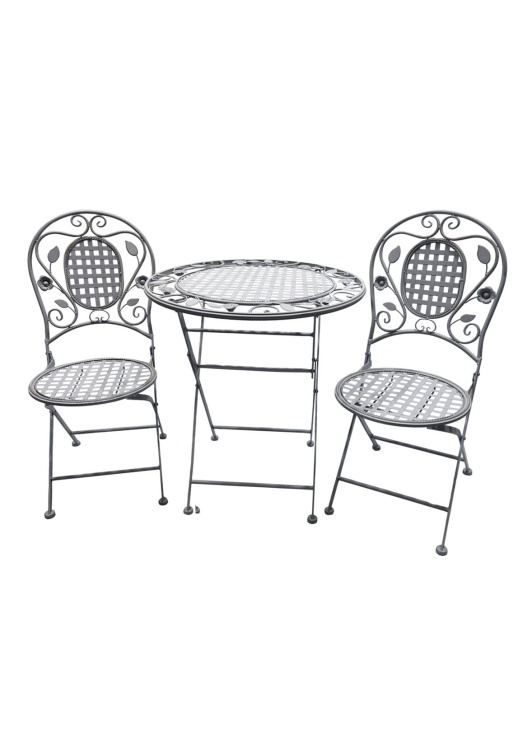 Zestaw mebli balkonowych, prowansalskich Bolio szary vintage