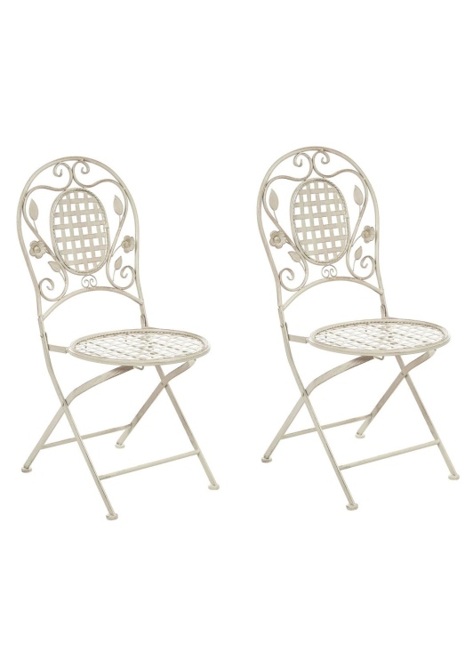 Zestaw 2 krzeseł balkonowych, prowansalskich Bolio białe vintage
