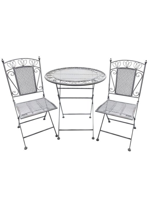 Zestaw mebli balkonowych, prowansalskich Indigo szary vintage