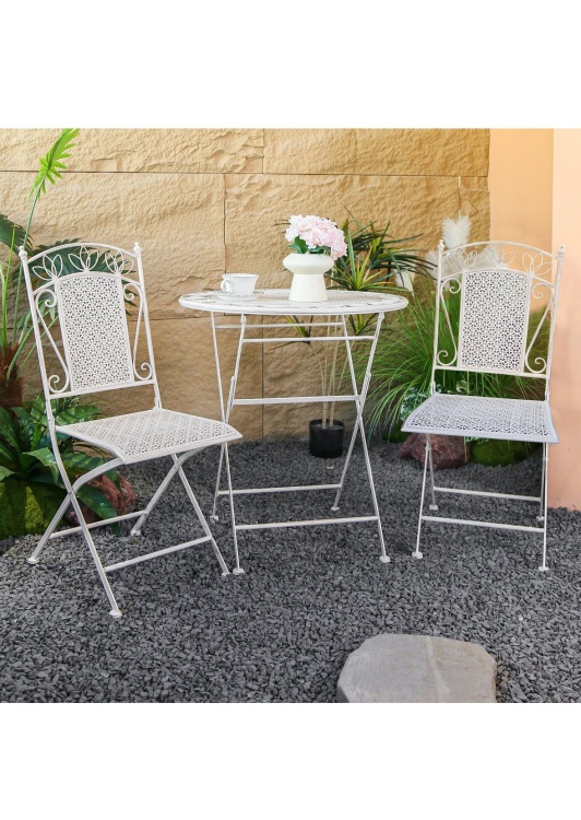 Zestaw mebli balkonowych, prowansalskich Indigo biały vintage