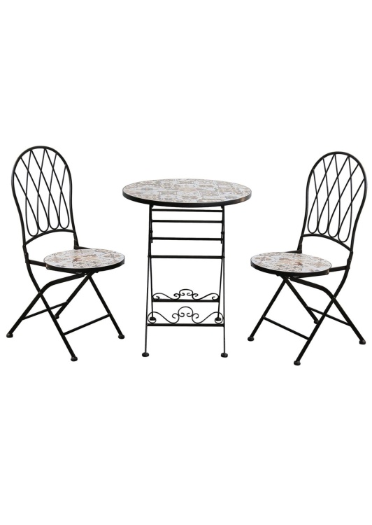 Zestaw mebli balkonowych, prowansalskich z mozaiką Paddy vintage