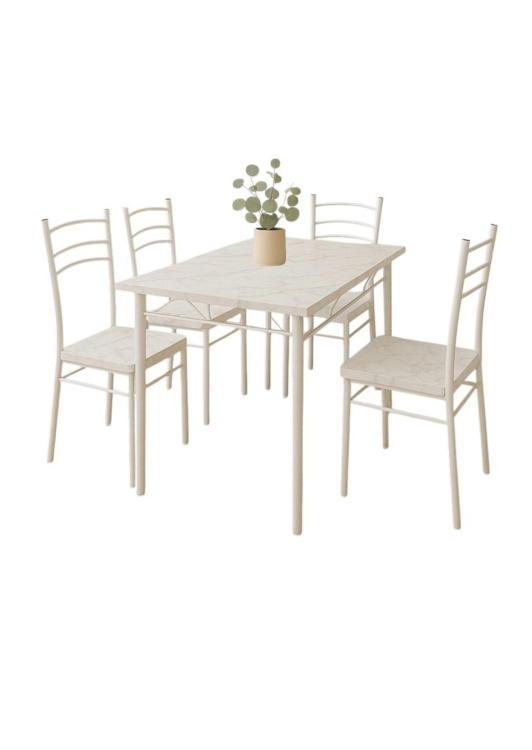 Zestaw kuchenny Julia biały 2 marmur stół prostokątny 110x60 + 4 krzesła