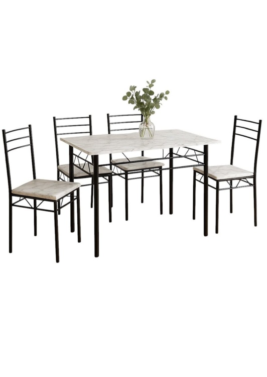 Zestaw kuchenny Julia biały marmur stół prostokątny 110x60 + 4 krzesła