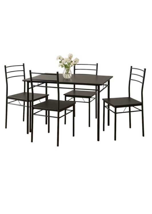 Zestaw kuchenny Julia 2 czarny stół prostokątny 110x60 + 4 krzesła