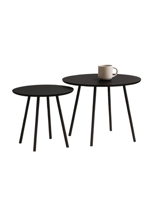 Zestaw 2 stolików kawowych Anna II w okleinie czarnej na czarnych nogach