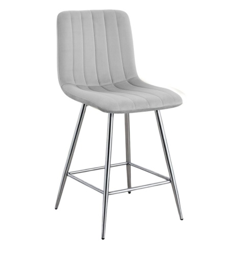 Hoker tapicerowany niski Alan szary, nogi chromowane 62 cm 