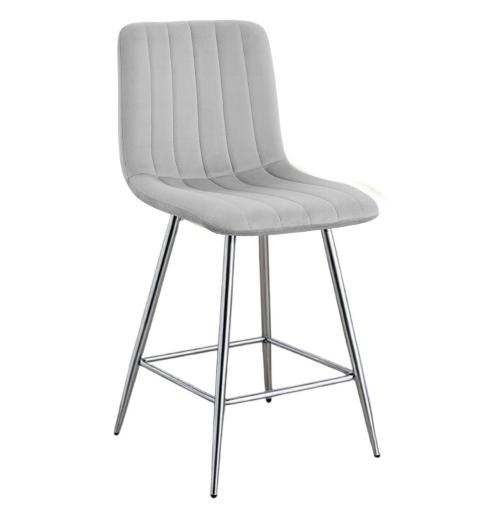Hoker tapicerowany niski Alan szary, nogi chromowane 62 cm