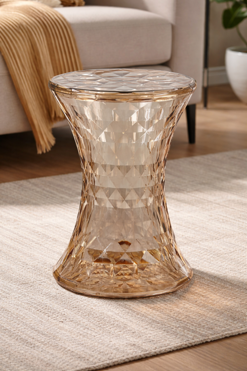 Stołek Solo Diament brązowy przezroczysty poliwęglan