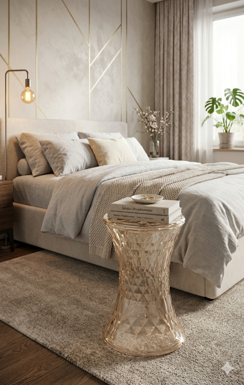 Stołek Solo Diament brązowy przezroczysty poliwęglan