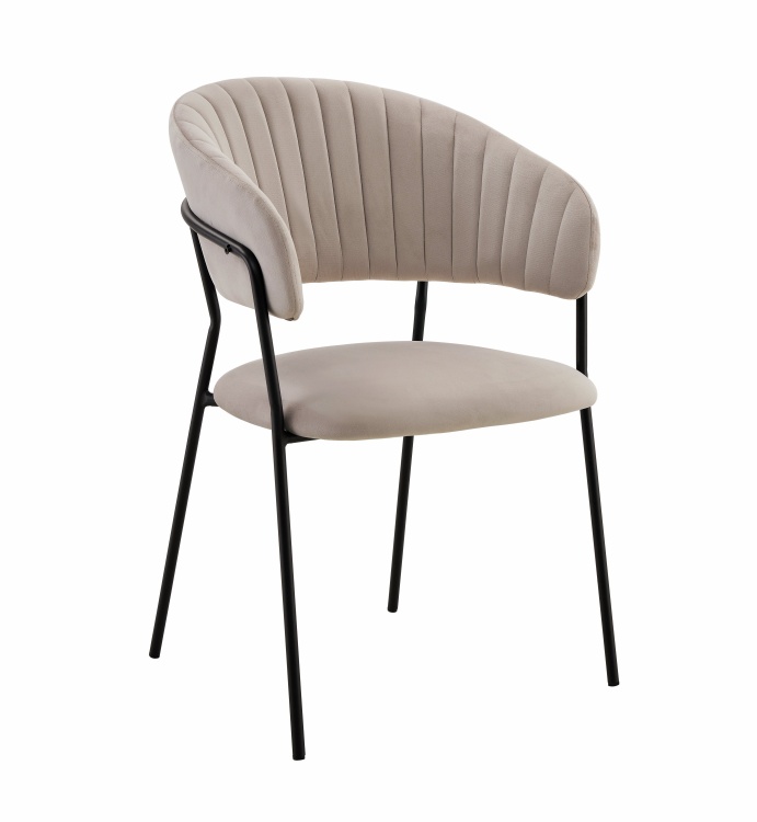 Krzesło tapicerowane do salonu Margo beżowe welur, nogi czarne
