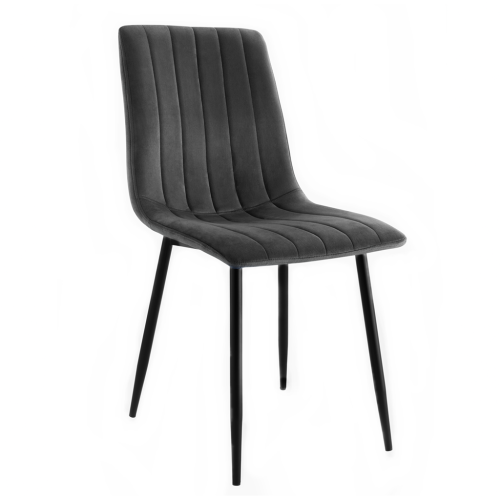 Krzesło tapicerowane do salonu Alan ciemno szare welur, nogi czarne
