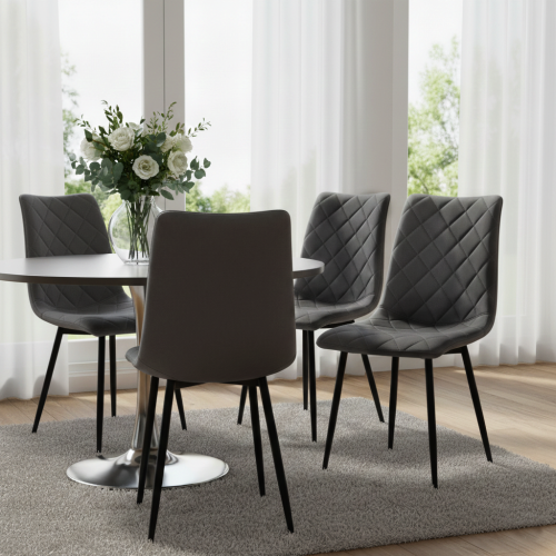 Krzesło tapicerowane do salonu Adel ciemno szare welur, nogi czarne