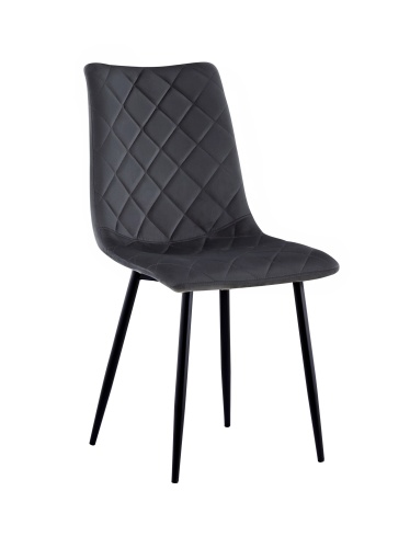 Krzesło tapicerowane do salonu Adel ciemno szare welur, nogi czarne