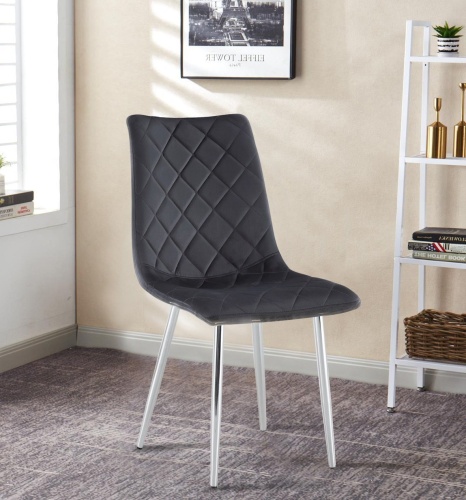 Krzesło tapicerowane Adel ciemno szare, nogi chrom welur