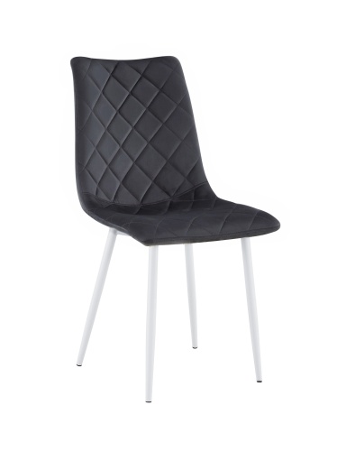 Krzesło tapicerowane Adel ciemno szare, nogi białe welur