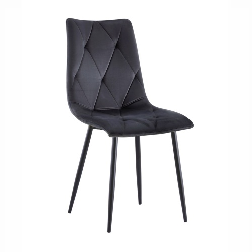 Krzesło tapicerowane do salonu Tom ciemno szare welur, nogi czarne