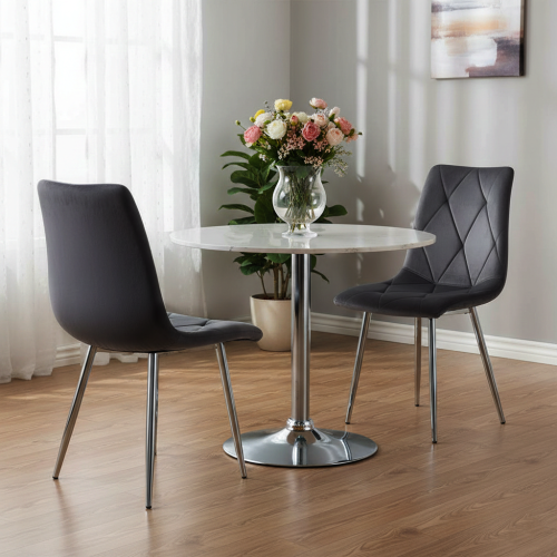 Krzesło tapicerowane Tom ciemno szare, nogi chrom welur