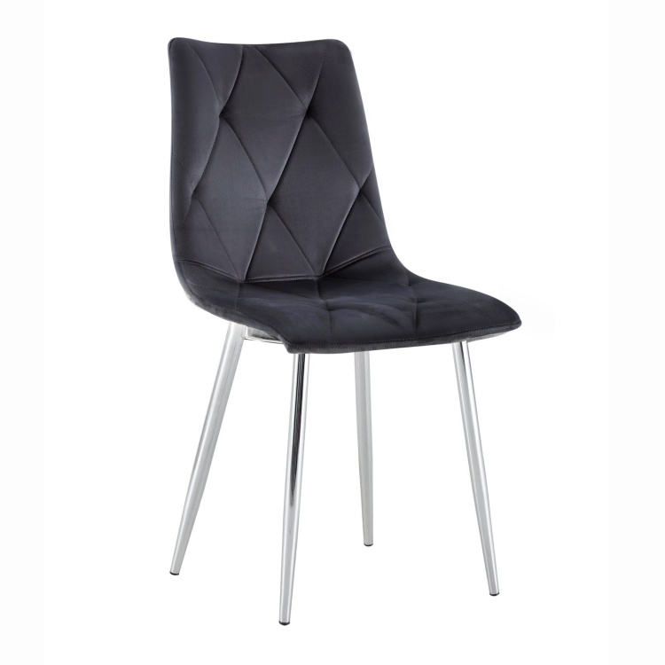 Krzesło tapicerowane Tom ciemno szare, nogi chrom welur