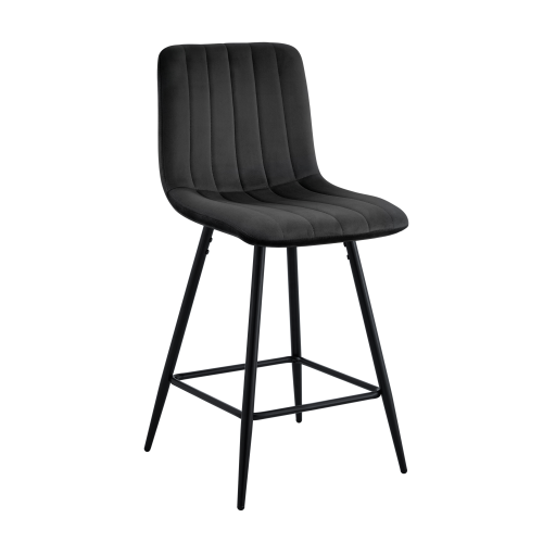 Hoker tapicerowany niski Alan ciemno szary, nogi czarne 62 cm