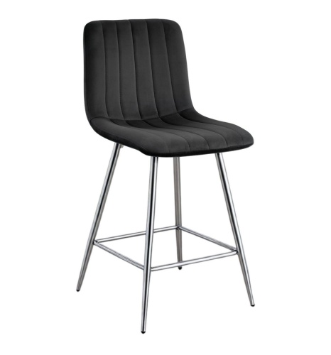 Hoker tapicerowany niski Alan ciemno szary, nogi chromowane 62 cm