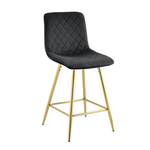 Hoker tapicerowany niski Adel ciemno szary, nogi złote 62 cm