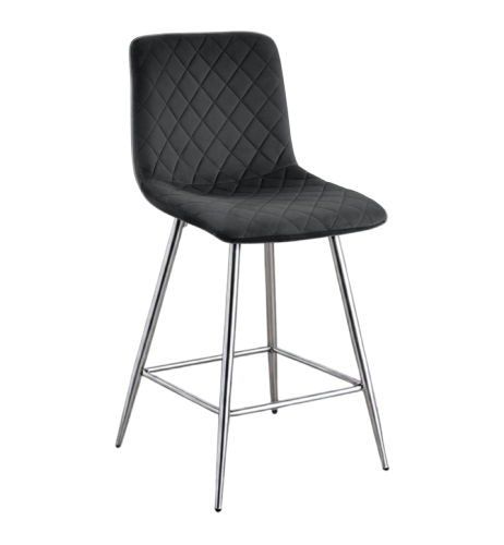 Hoker tapicerowany niski Adel ciemno szary, nogi chromowane 62 cm