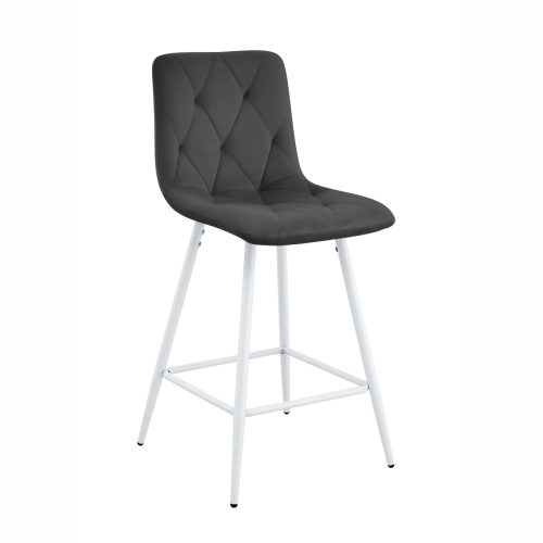 Hoker tapicerowany niski Tom ciemno szary, nogi białe 62 cm