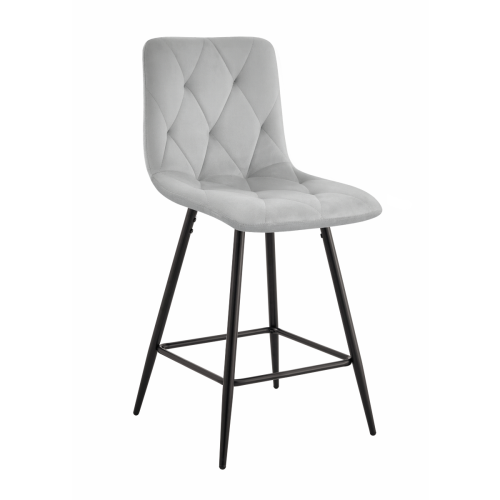 Hoker tapicerowany niski Tom szary, nogi czarne 62 cm