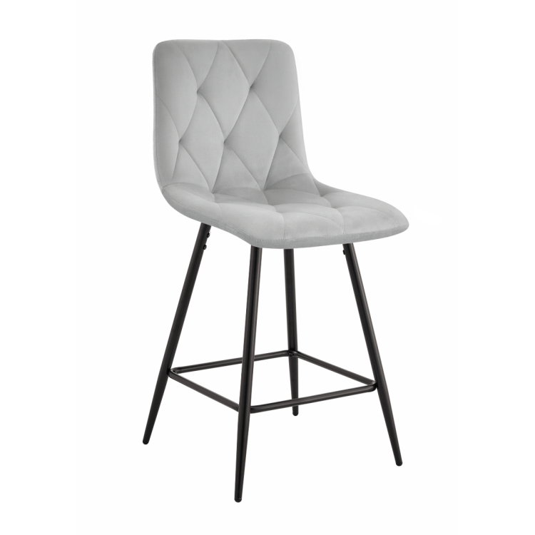 Hoker tapicerowany niski Tom szary, nogi czarne 62 cm