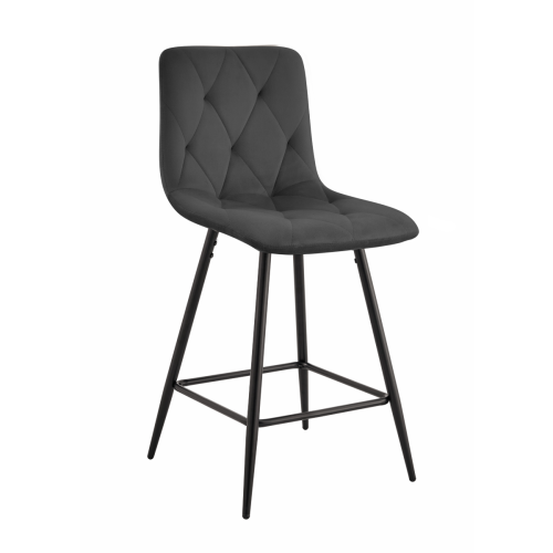 Hoker tapicerowany niski Tom ciemnoszary, nogi czarne 62 cm 