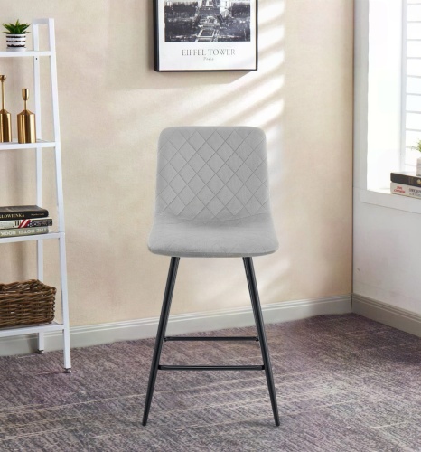 Hoker tapicerowany niski Adel szary, nogi czarne 62 cm