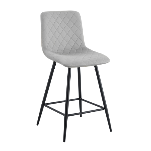 Hoker tapicerowany niski Adel szary, nogi czarne 62 cm