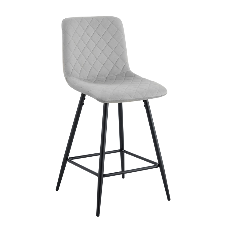 Hoker tapicerowany niski Adel szary, nogi czarne 62 cm