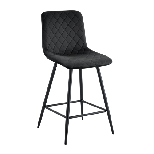 Hoker tapicerowany niski Adel ciemno szary, nogi czarne 62 cm