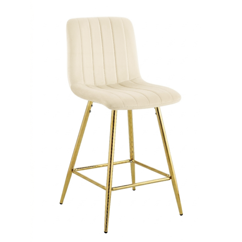 Hoker tapicerowany niski Alan kremowy, nogi złote 62 cm