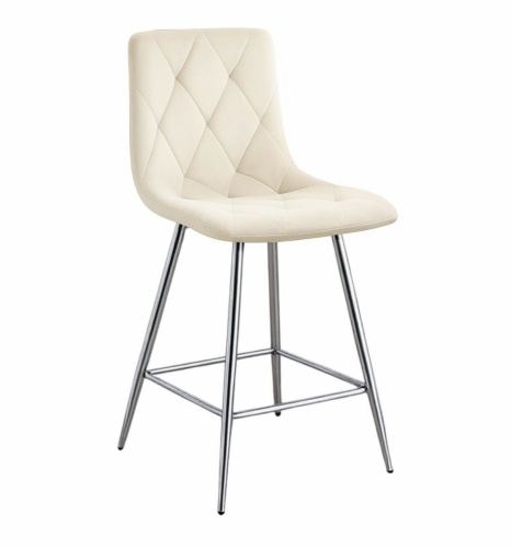 Hoker tapicerowany niski Tom kremowy, nogi chromowane 62 cm