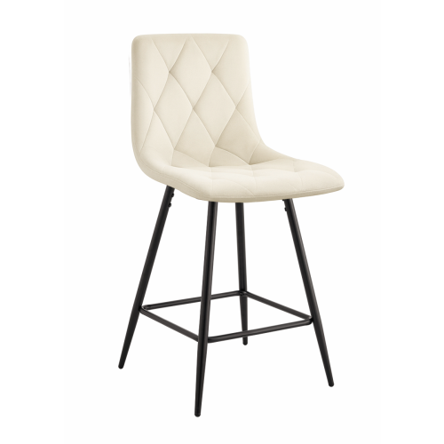 Hoker tapicerowany niski Tom kremowy, nogi czarne 62 cm