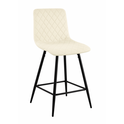 Hoker tapicerowany niski Adel kremowy, nogi czarne 62 cm